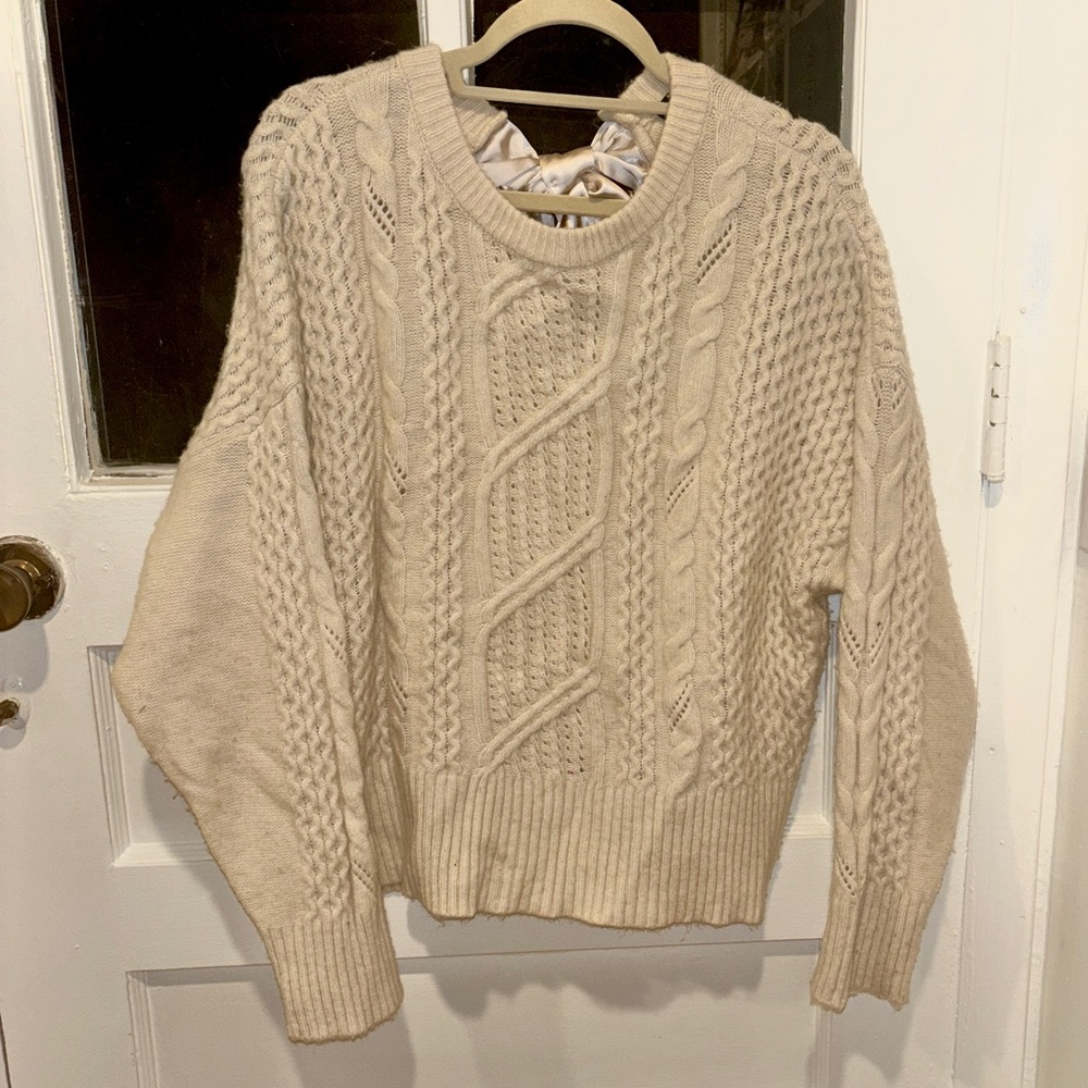 Express Cream Tie-In-Back Knit Sweater - XL - Picture 6 of 15